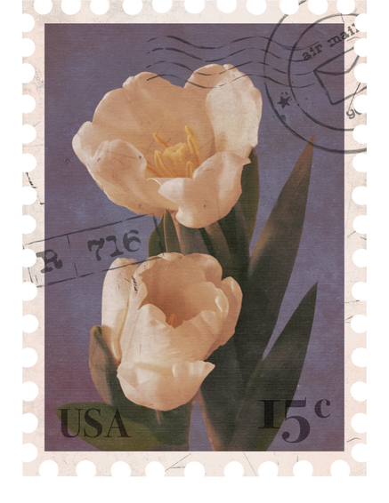 Floral vintage Postage Stamp with flowers